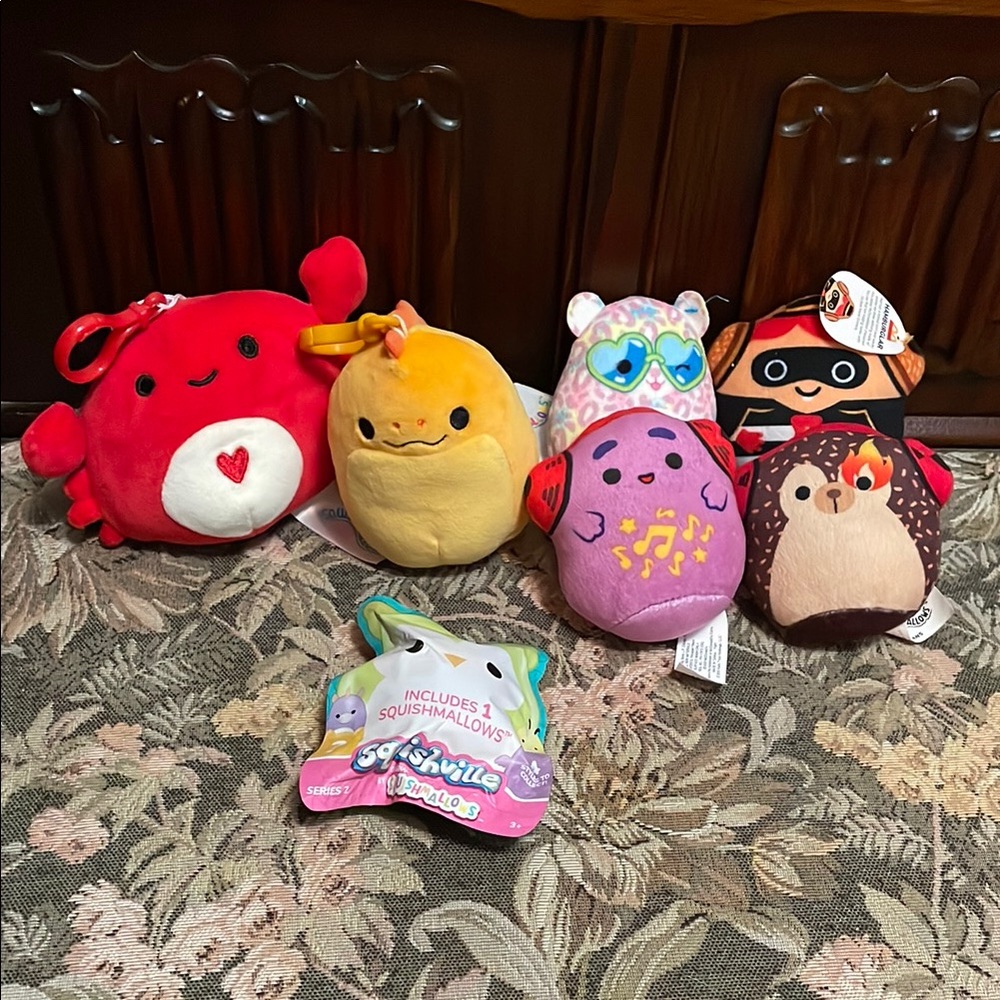 Squishmallows Stuffed Animals Set - Red, Orange, Purple, Brown